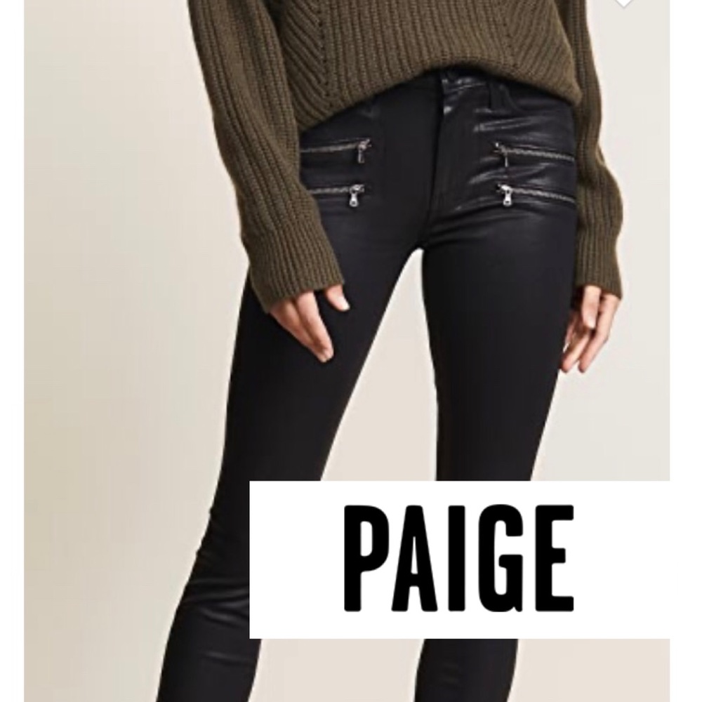 NEW Paige Edgemont Jeans in Black Fog Luxe Coating